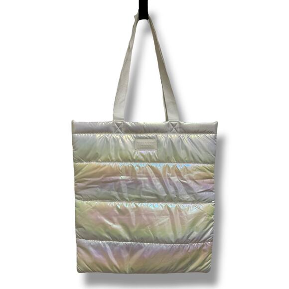 Bath & Body Works White Iridescent Puffer Tote Bag NEW - Picture 1 of 4